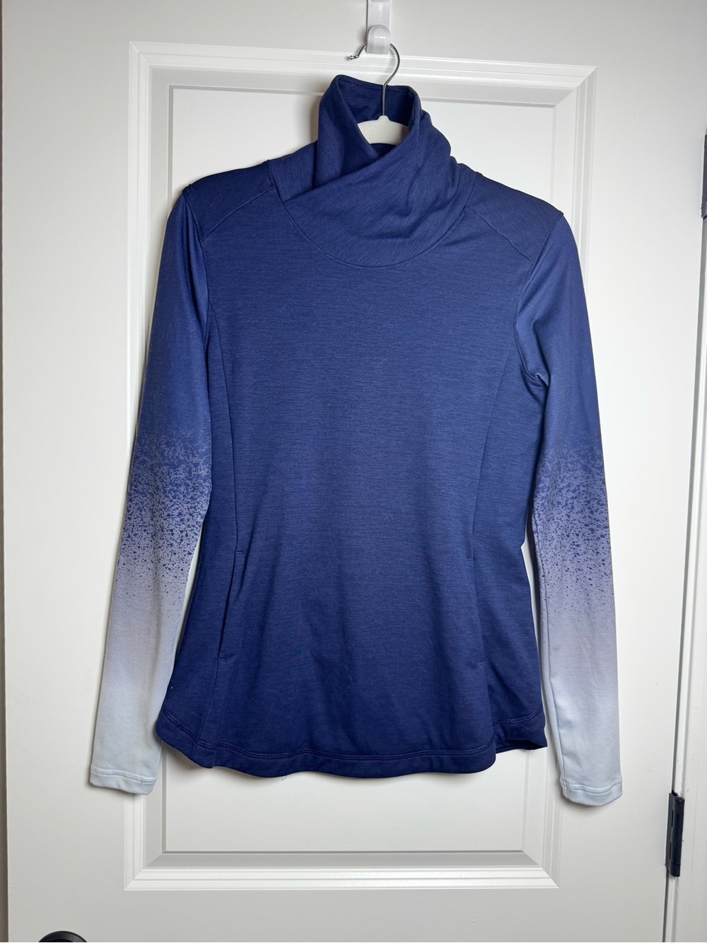 CALIA by Carrie Underwood Navy to Light Blue Ombre Cowl Neck Pullover